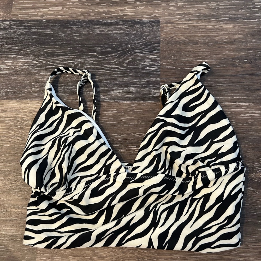 Old Navy Zebra Print Bikini Top - Black and White